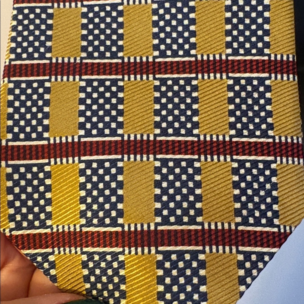 Burberrys of London Vintage Silk Hand Sewn Geometric Checkerboard Necktie Tie - Picture 9 of 12